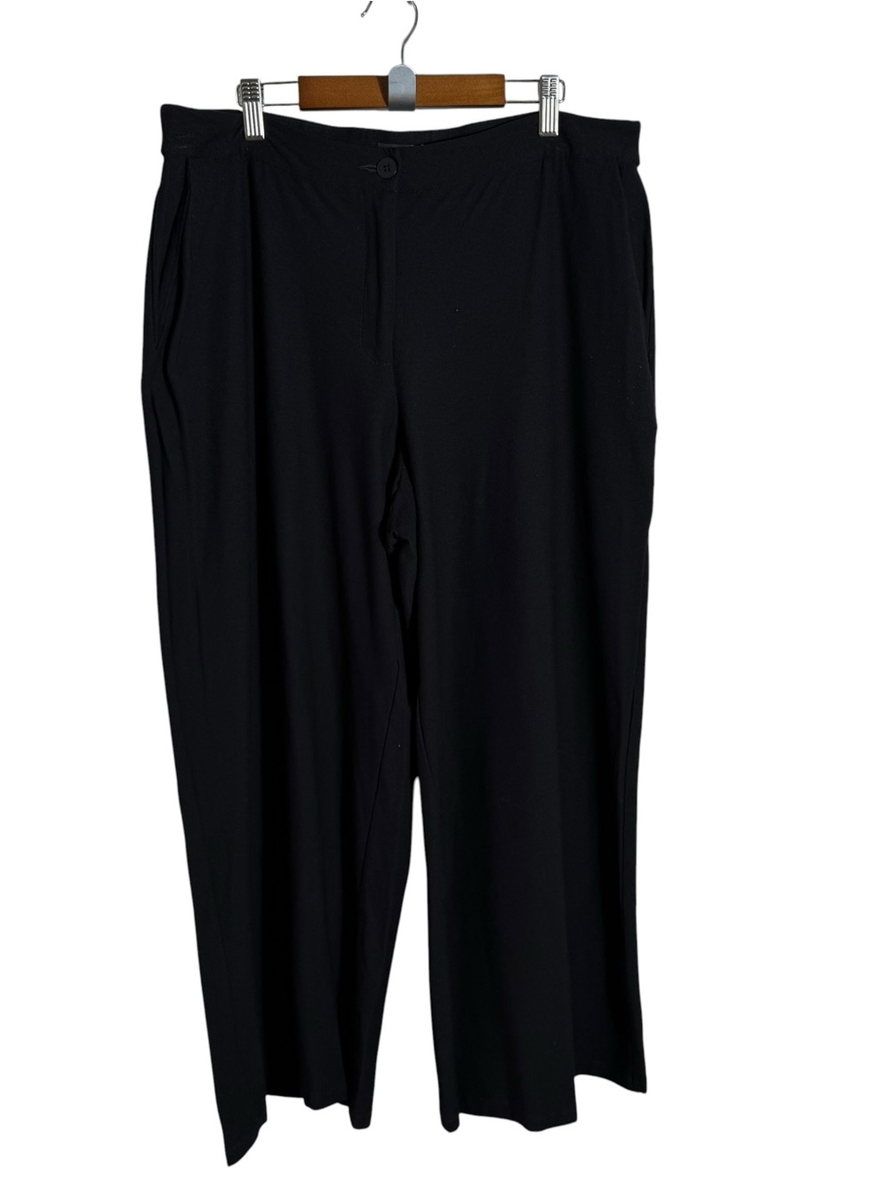 Eileen Fisher Stretch Crepe Wide Leg Crop Pants Black Size 14 - Picture 9 of 10